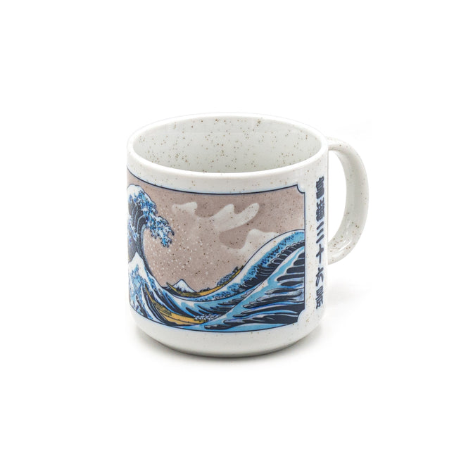 White Ceramic Mug with Red Fuji Design