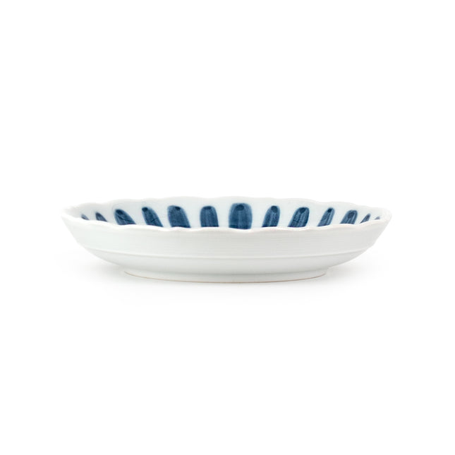 Japanese Blue Round Plate Set of 24