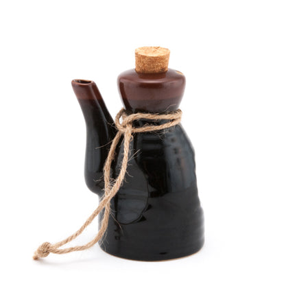 Sauce Dispenser with Cork 7 oz - Black & Brown