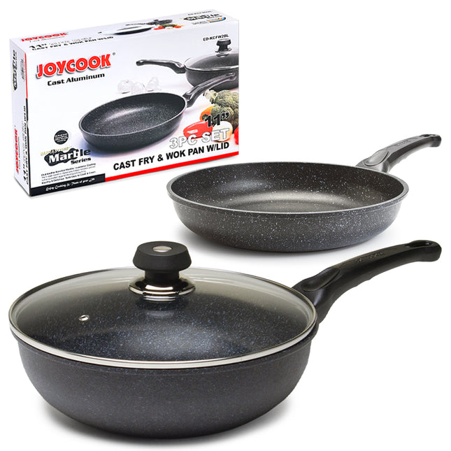 Joycook Cast Fry & Wok with Lid 11"D, 3pc Special Set