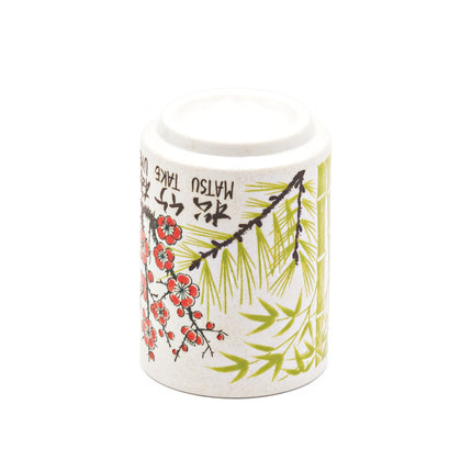 Green Pine Tree Bamboo & Cherry Blossoms Teacup - Set of 2