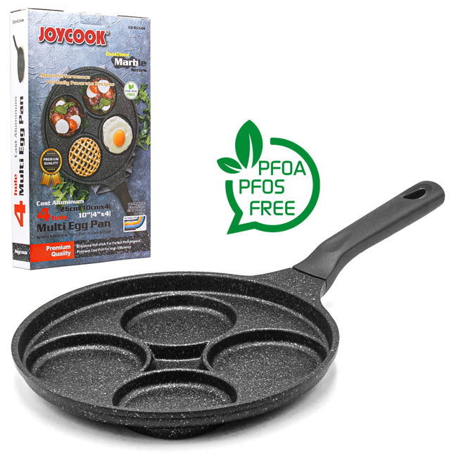 JOYCOOK Cast Aluminum 4-Hole Multi Egg Pan (Durastone Marble)