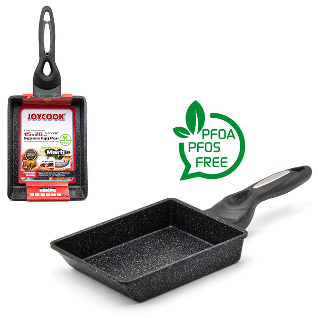 JOYCOOK Cast Aluminum Square Egg Pan (Durastone Marble)