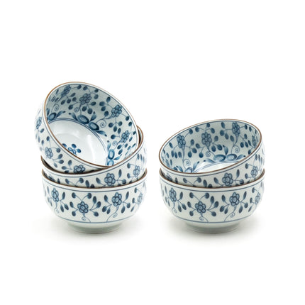 Bush Clover Ceramic Rice Bowls - Set of 5