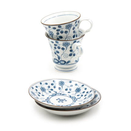 Bush Clover Ceramic Coffee Tea 4pcs Set