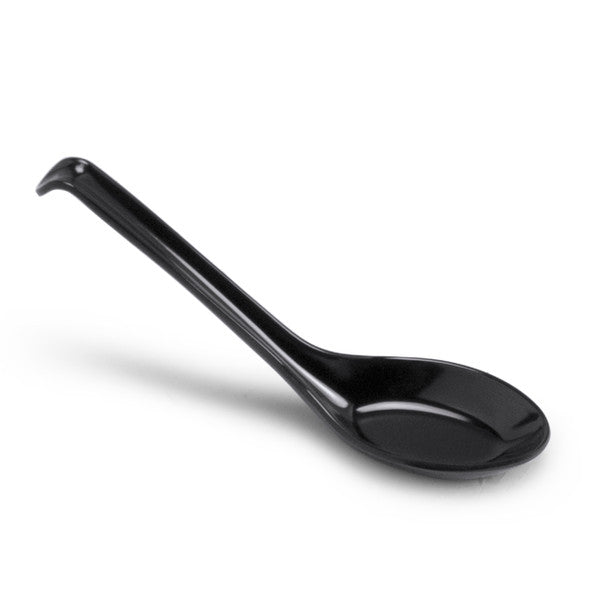 Melamine Chinese Soup Spoon, 60pc, 6.25"L (Black)