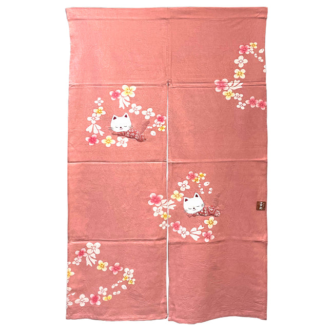 Flowers & Kitties Noren Furoshiki Curtain