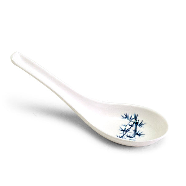 Melamine Chinese Soup Spoon, 60pc, 5.5"L (Elegant Blue Bamboo)