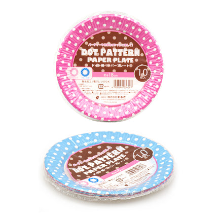 Japanese Dot Pattern Paper Plate 10pc Set Of 5