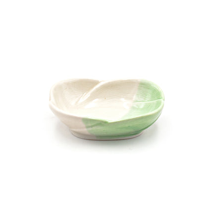 Green White Flower Shape Sauce Dish 3"D 6pc Set