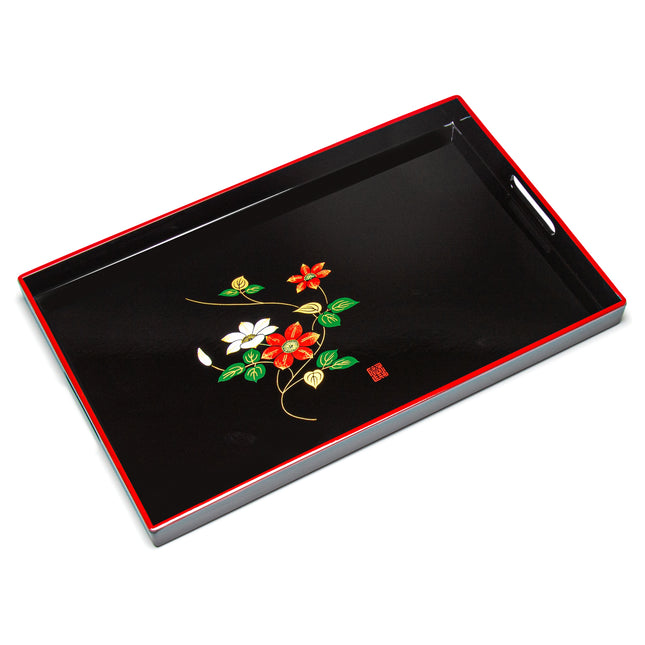 Japanese Laquer Serving Tray Black & Red