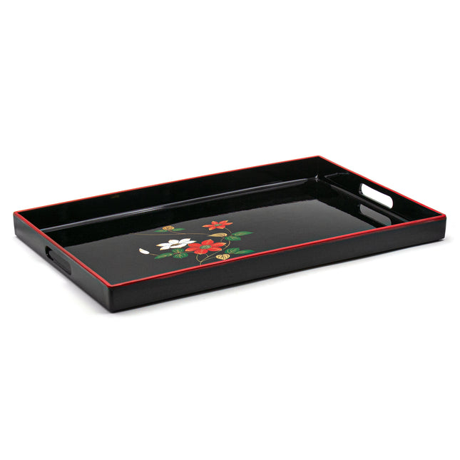 Japanese Laquer Serving Tray Black & Red