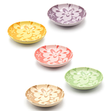 Japanese Flower Pattern Medium plate Set of 5 - Multicolor