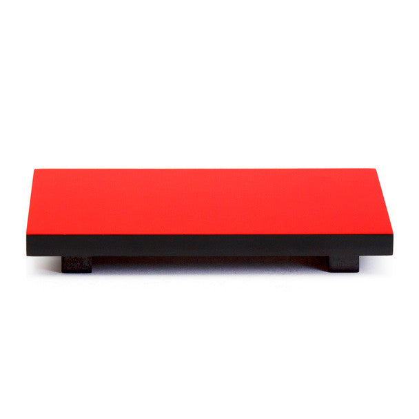 Red Plastic Lacquer Sushi Geta Tray Medum 9.75"L