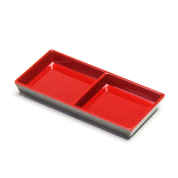 Melamine Divided Sauce Plate, 12pc (Black/Red)