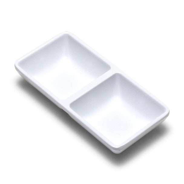 Melamine 2-Divided Sauce Plate, 24pc (White)