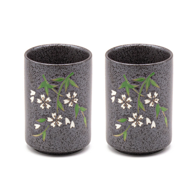 Midnight Bloom Ceramic Tea Cup 2pc Set