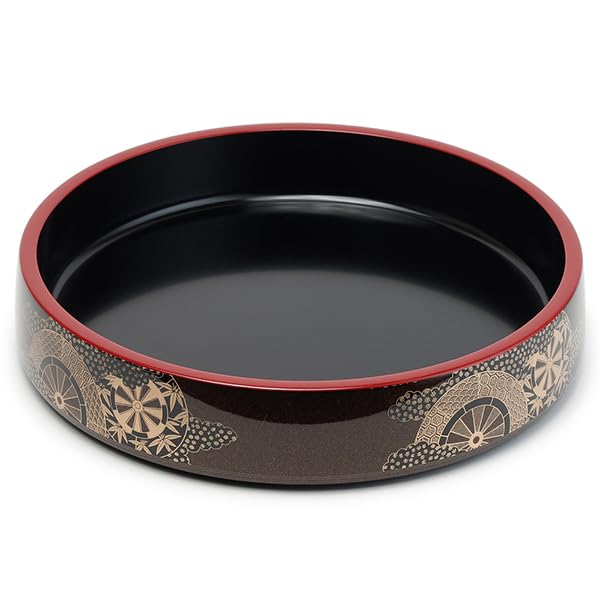 Japanese Lacquered Round Sushi Party Tray 14"