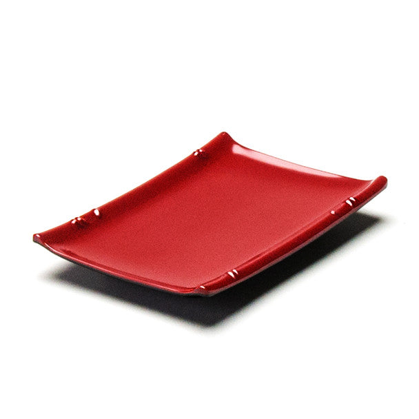 Melamine Rectangle Sushi Plate, 12pc, 6-1/2"x4-1/2" (Black/Red)