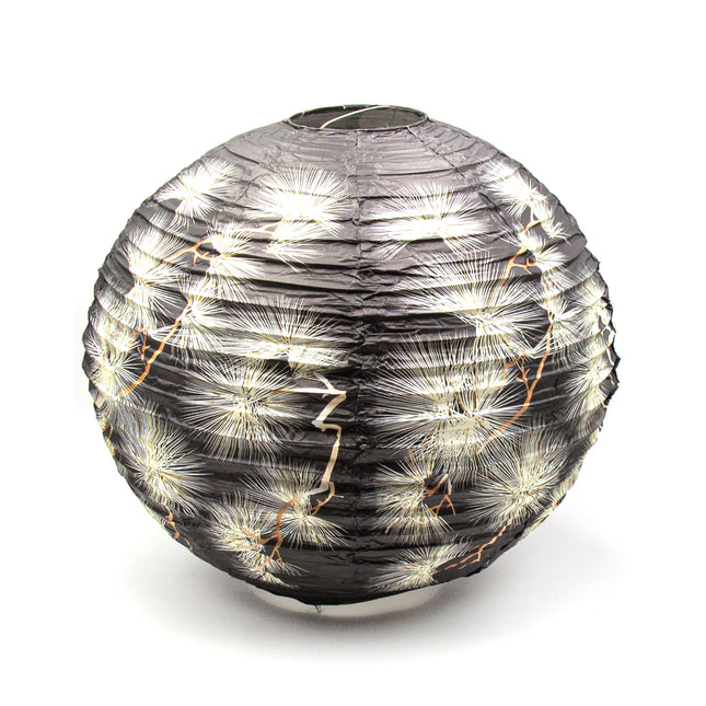 Paper Lantern with Pine Tree 16"D Set of 2 - Black/White
