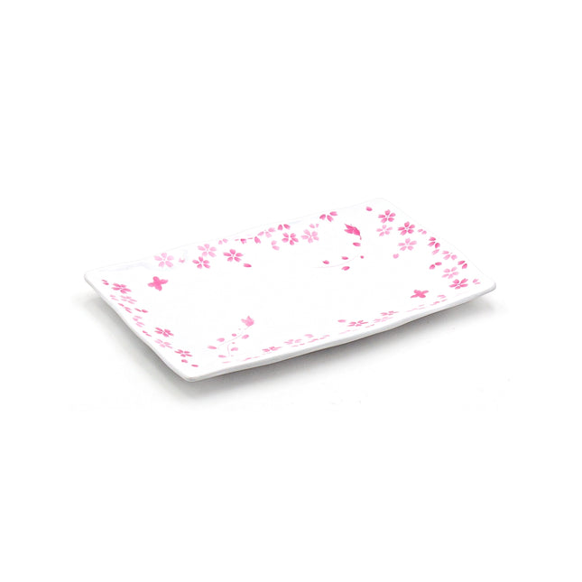 Melamine Rectangle Plate, 6pc, 11.25" x 7.3" (Sakura Flower)