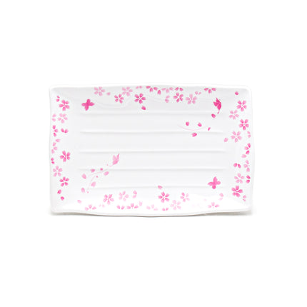 Melamine Rectangle Plate, 6pc, 11.25" x 7.3" (Sakura Flower)