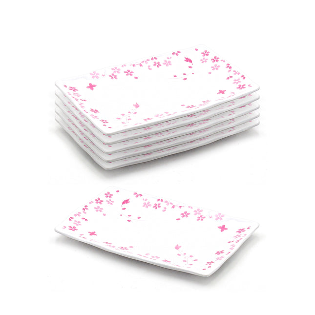 Melamine Rectangle Plate, 6pc, 11.25" x 7.3" (Sakura Flower)