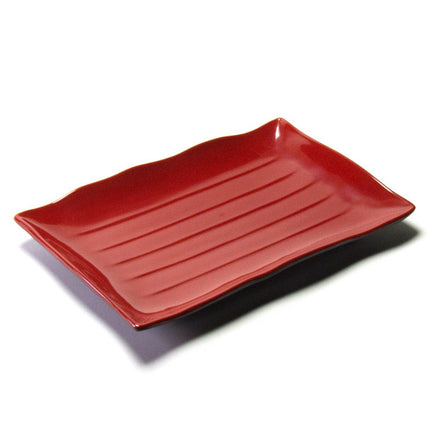 Melamine Rectangle Plate, 12pc, 13-1/2"x9" (Black/Red)