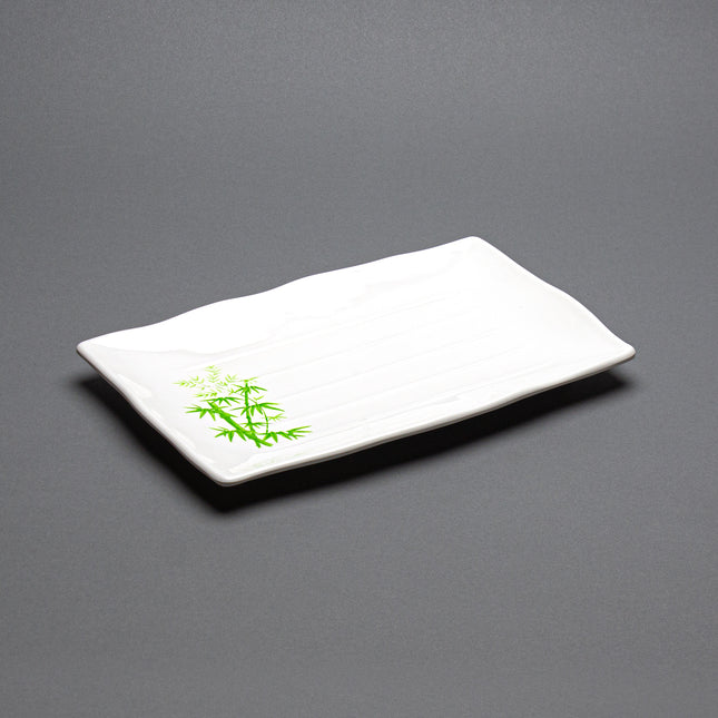 Melamine Rectangle Plate, Set of 10, 13-1/2"x9" (Green Bambo)