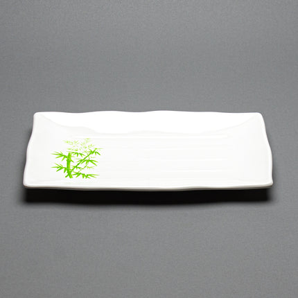 Melamine Rectangle Plate, Set of 10, 13-1/2"x9" (Green Bambo)