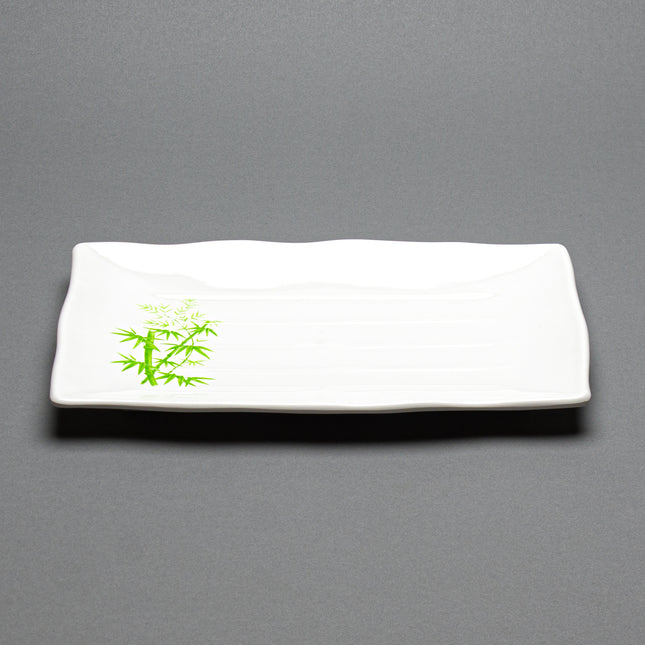 Melamine Rectangle Plate, Set of 10, 13-1/2"x9" (Green Bambo)