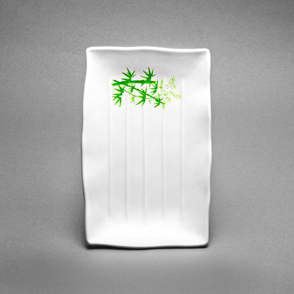 Melamine Rectangle Plate, Set of 10, 13-1/2"x9" (Green Bambo)