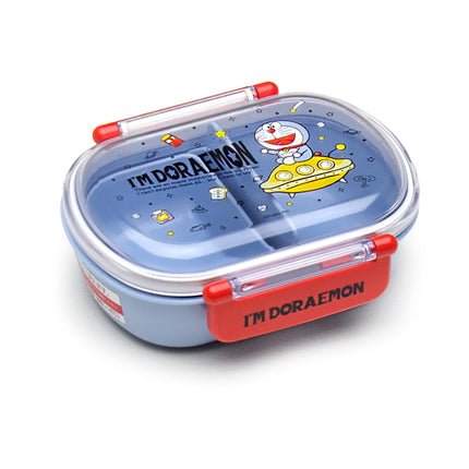 Doraemon Oval Lunch Box with Partition and Clear Lid 360ml, Antibacterial Material