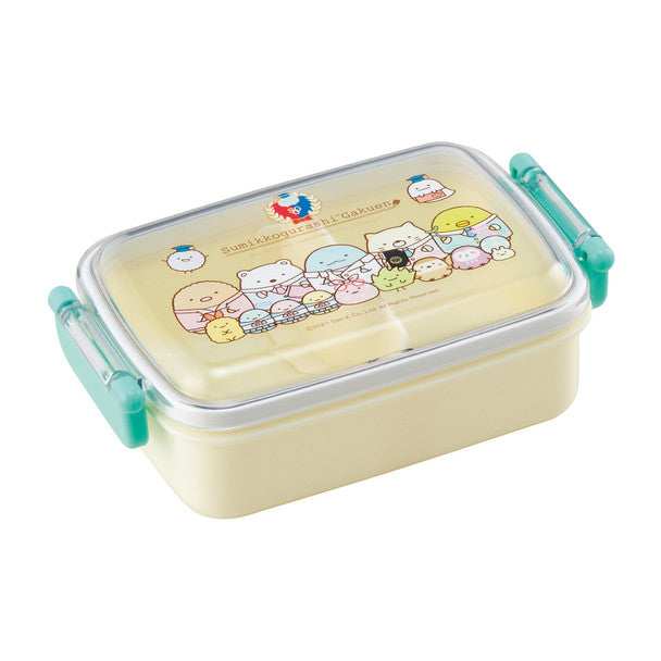 Sumikko Square Lunch Box with Partition and Clear Lid 450ml, Antibacterial Material