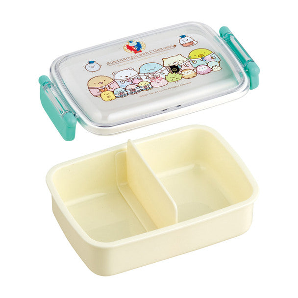 Sumikko Square Lunch Box with Partition and Clear Lid 450ml, Antibacterial Material