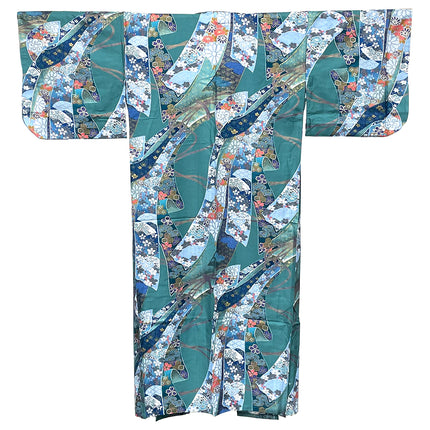 Cotton Kimono Floral Robe - Green