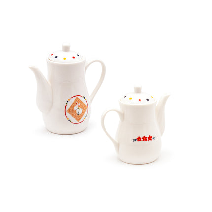 Japanese Sauce Dispenser Set with Tray - Rabbit, Flower Pattern