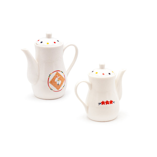 Japanese Sauce Dispenser Set with Tray - Rabbit, Flower Pattern