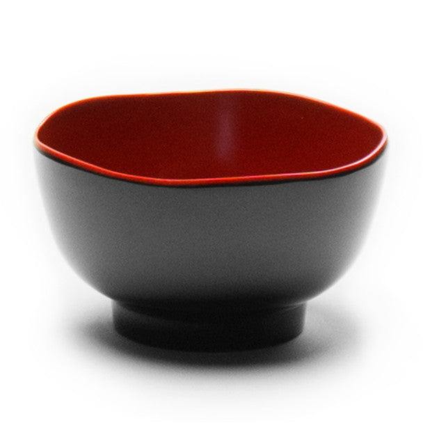 Melamine Petal Soup Bowl, 12pc, 4-5/8"Dx2-1/2"H (Black/Red)