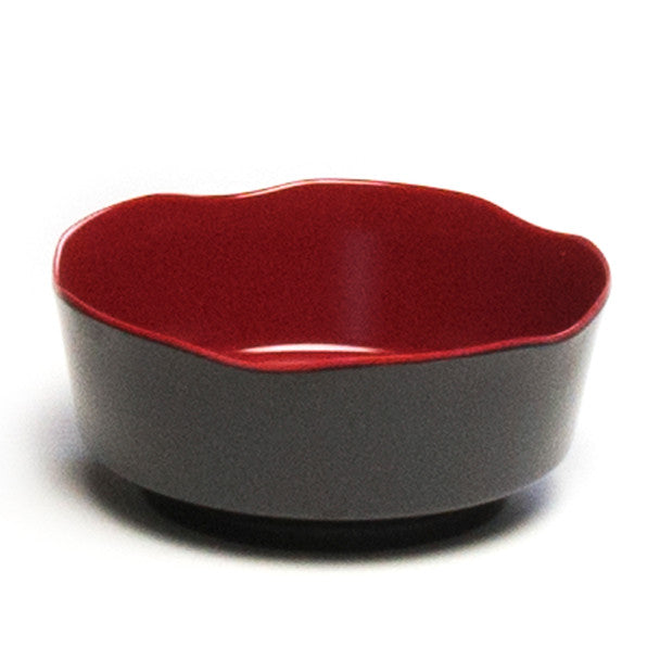 Melamine Petal Soup Bowl, 12pc, 5-1/4"D (Black/Red)