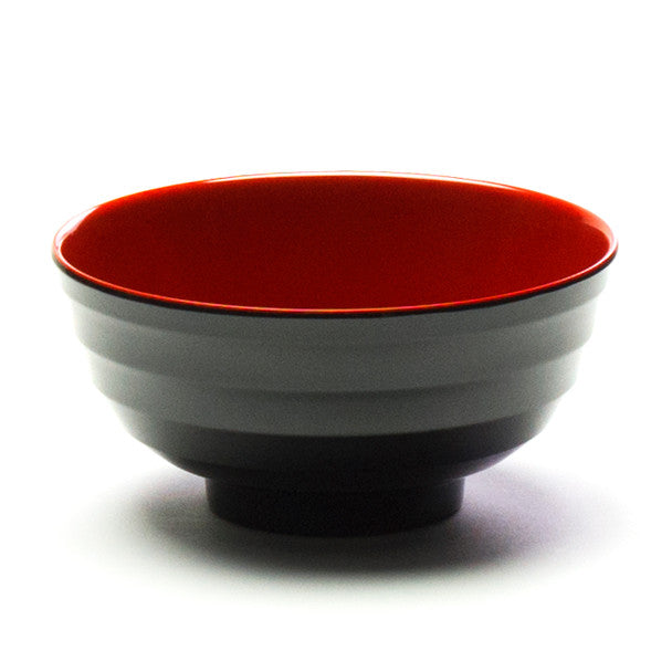 Melamine Udon Bowl, 6pc, 6.25"D (Black/Red)