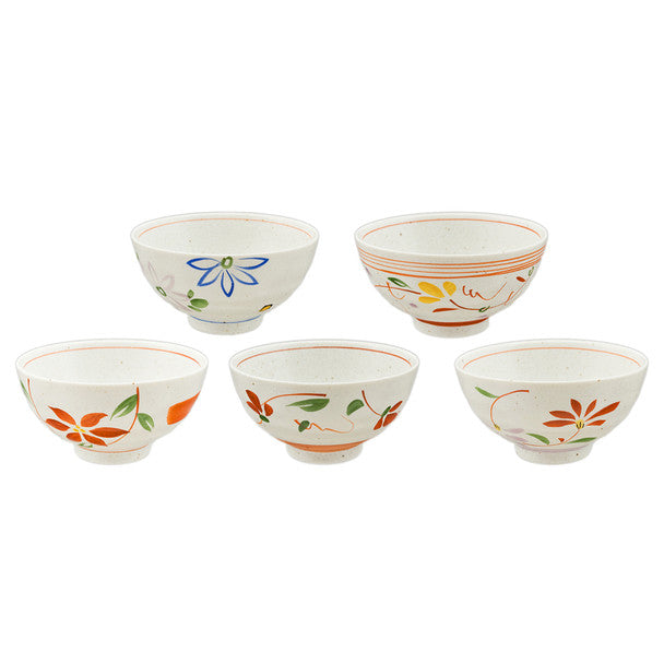 Earthen Flower Assorted Rice Bowl Set of 5