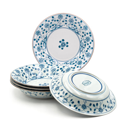 Bush Clover Ceramic Shallow Bowls - Set of 5