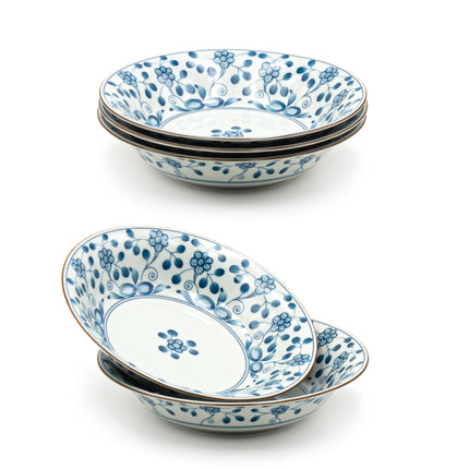 Bush Clover Ceramic Shallow Bowls - Set of 5