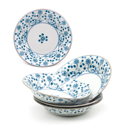 Bush Clover Ceramic Shallow Bowls - Set of 5