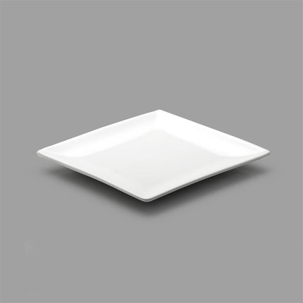 Diamond-Shaped White Ceramic Plate Set of 36