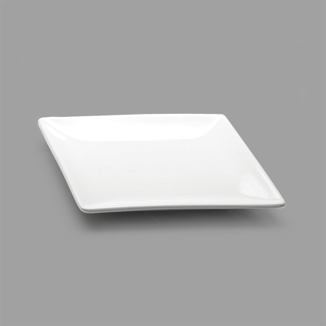 Diamond-Shaped White Ceramic Plate Set of 36