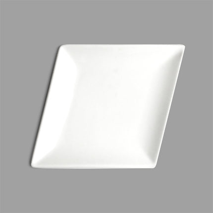 Diamond-Shaped White Ceramic Plate Set of 36