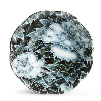 Black-Blue Monochrome Peony Bowl Set - 4pcs