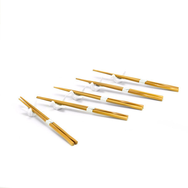 Chopstick and Origami Crane Rest Set - White